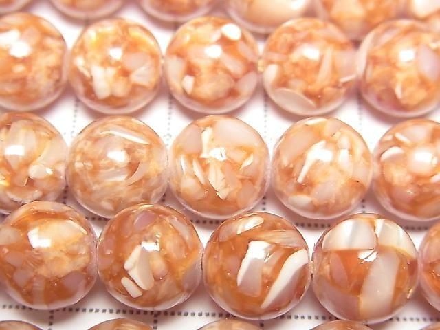 [Video] Mosaic Shell Round 10mm Orange 1strand beads (approx. 15 inches/38 cm)
