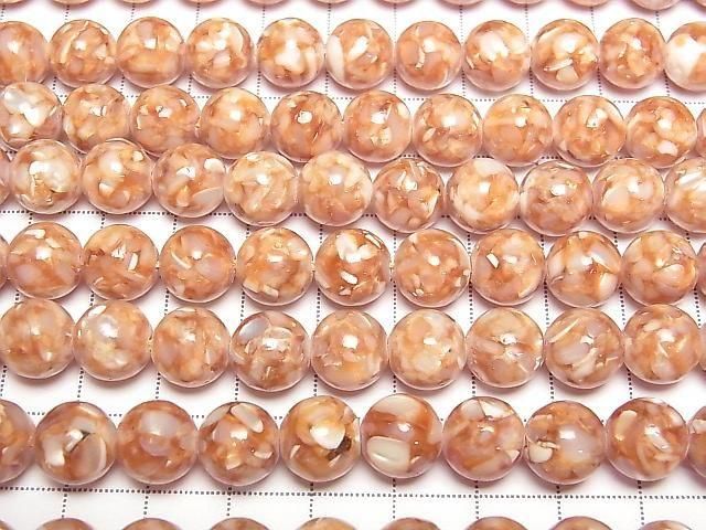 [Video] Mosaic Shell Round 10mm Orange 1strand beads (approx. 15 inches/38 cm)
