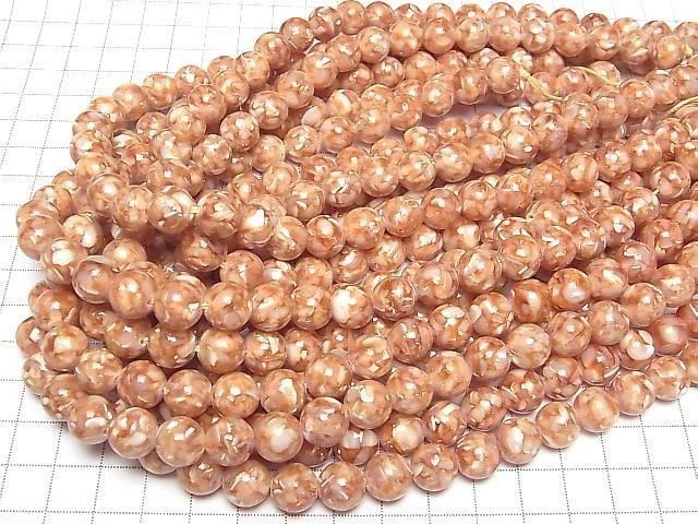 [Video] Mosaic Shell Round 10mm Orange 1strand beads (approx. 15 inches/38 cm)