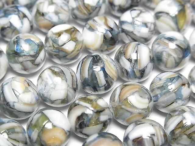 [Video] Mosaic Shell Round 10mm Blue 1strand beads (approx. 15 inches/38 cm)