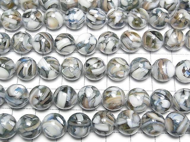 [Video] Mosaic Shell Round 10mm Blue 1strand beads (approx. 15 inches/38 cm)