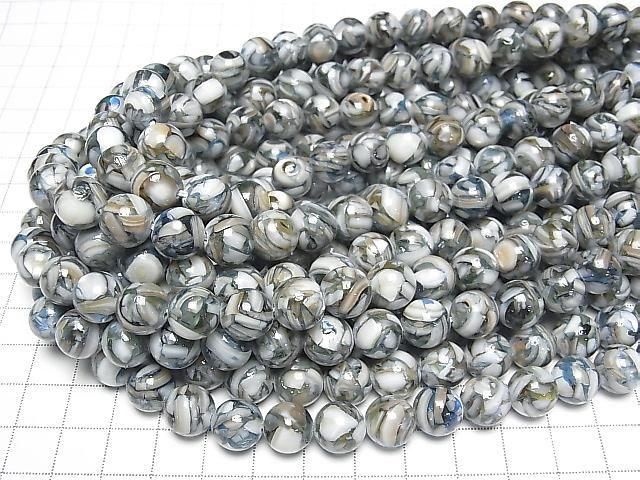[Video] Mosaic Shell Round 10mm Blue 1strand beads (approx. 15 inches/38 cm)