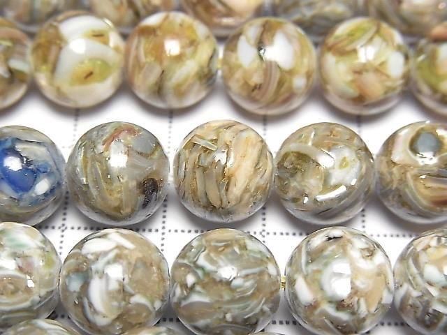 [Video] Mosaic Shell Round 10mm Green 1strand beads (approx. 15 inches/38 cm)