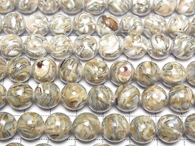 [Video] Mosaic Shell Round 10mm Green 1strand beads (approx. 15 inches/38 cm)