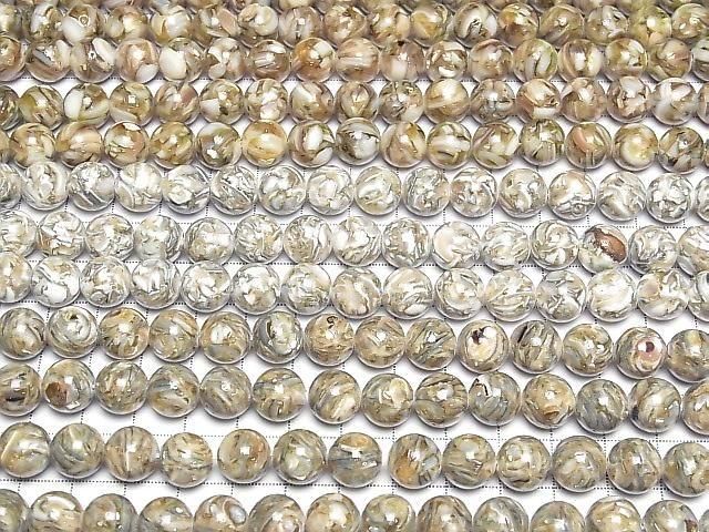 [Video] Mosaic Shell Round 10mm Green 1strand beads (approx. 15 inches/38 cm)