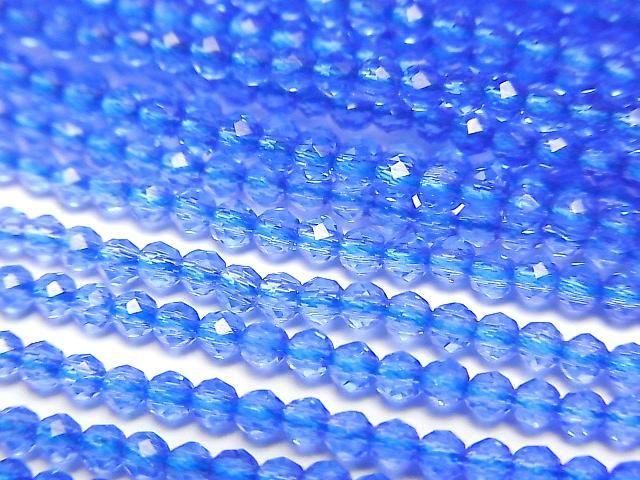 Glass Beads Faceted Round 2mm Blue 1strand beads (aprx.14inch/34cm)High Quality!