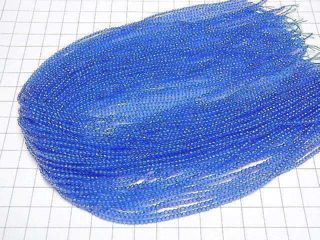 Glass Beads Faceted Round 2mm Blue 1strand beads (aprx.14inch/34cm)High Quality!