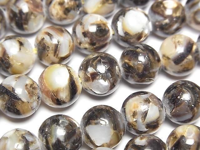 [Video] Mosaic Shell Round 10mm Black 1strand beads (approx. 15 inches/38 cm)