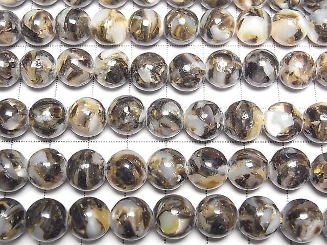 [Video] Mosaic Shell Round 10mm Black 1strand beads (approx. 15 inches/38 cm)