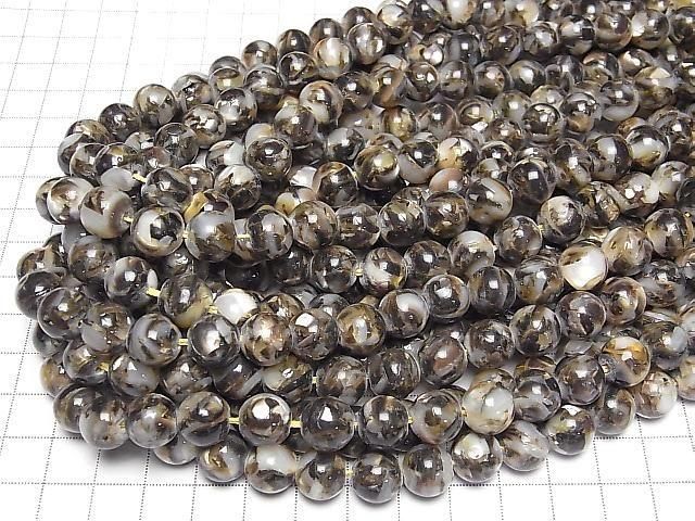 [Video] Mosaic Shell Round 10mm Black 1strand beads (approx. 15 inches/38 cm)