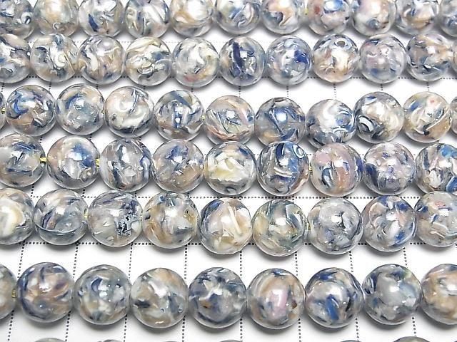 [Video] Mosaic Shell Round 10mm Blue x Pink 1strand beads (approx. 15 inch/38 cm)
