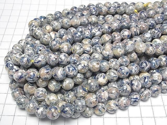 [Video] Mosaic Shell Round 10mm Blue x Pink 1strand beads (approx. 15 inch/38 cm)