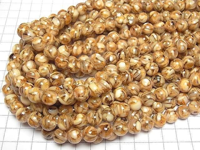 [Video] Mosaic Shell Round 10mm Brown 1strand beads (approx. 15 inches/38 cm)