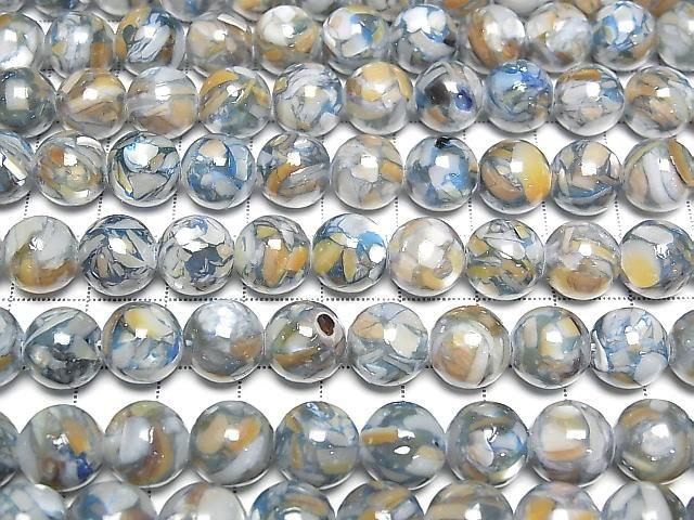 [Video] Mosaic Shell Round 10mm Blue 1strand beads (approx. 15 inches/38 cm)