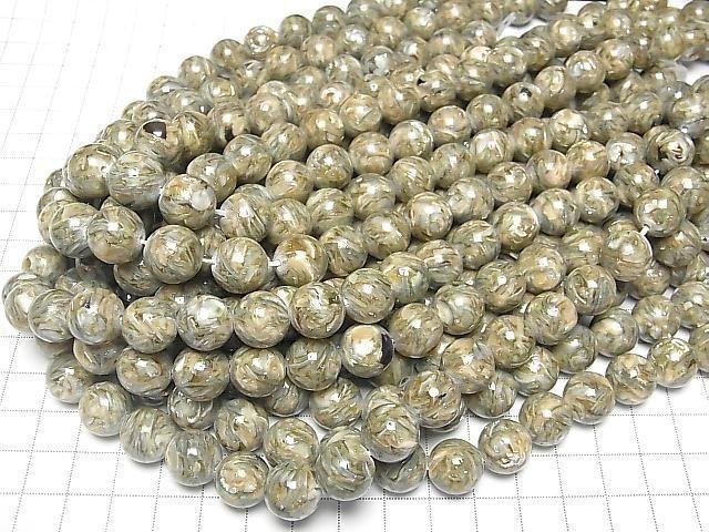 [Video] Mosaic Shell Round 12mm Green Half or 1strand Beads (approx. 15inch/36cm)