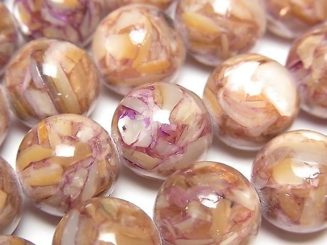 [Video] Mosaic Shell Round 14mm Pink Half or 1strand Beads (approx. 15inch/36cm)