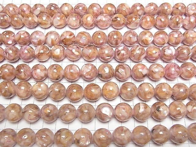 [Video] Mosaic Shell Round 14mm Pink Half or 1strand Beads (approx. 15inch/36cm)