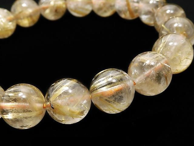 [Video][One of a kind] Rutilated Quartz AA++ Round 10mm Bracelet NO.1
