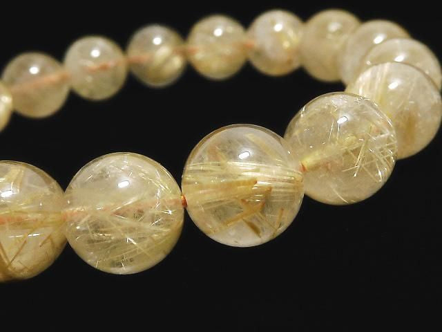[Video][One of a kind] Rutilated Quartz AA++ Round 11.5mm Bracelet NO.4