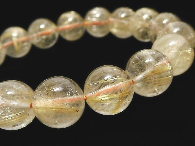 [Video][One of a kind] Rutilated Quartz AA++ Round 12mm Bracelet NO.5