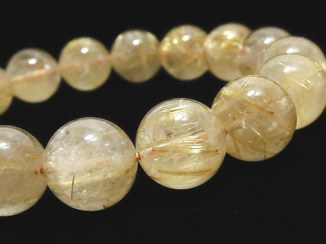 [Video][One of a kind] Rutilated Quartz AA++ Round 12.5mm Bracelet NO.7