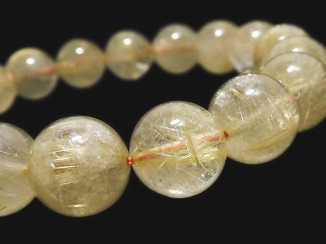 [Video][One of a kind] Rutilated Quartz AA++ Round 12.5mm Bracelet NO.8