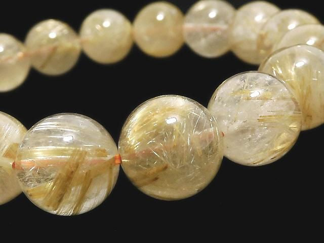 [Video][One of a kind] Rutilated Quartz AA++ Round 13mm Bracelet NO.9