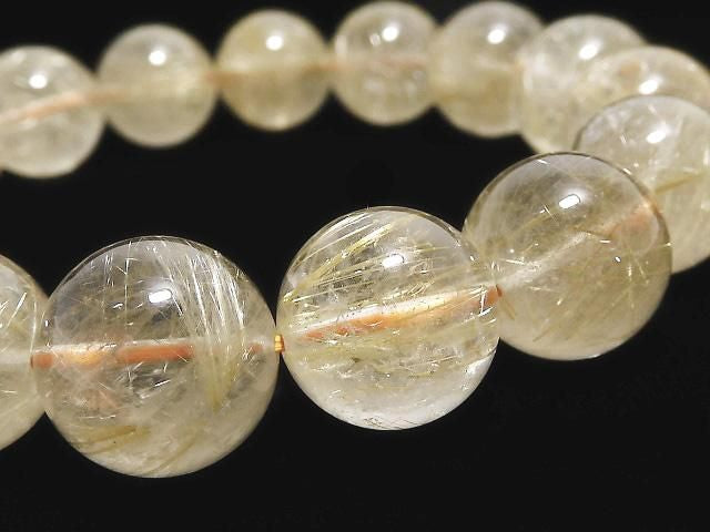 [Video][One of a kind] Rutilated Quartz AA++ Round 13.5mm Bracelet NO.10