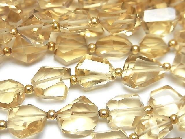 [Video] High Quality Natutal Champagne Color Quartz AAA Faceted Nugget half or 1strand beads (aprx.7inch/18cm)