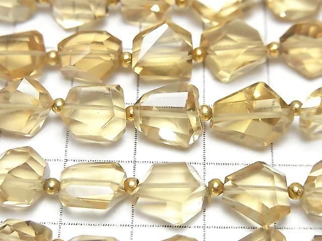 [Video] High Quality Natutal Champagne Color Quartz AAA Faceted Nugget half or 1strand beads (aprx.7inch/18cm)