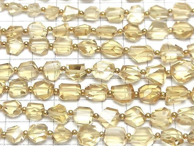 [Video] High Quality Natutal Champagne Color Quartz AAA Faceted Nugget half or 1strand beads (aprx.7inch/18cm)