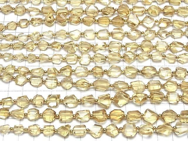[Video] High Quality Natutal Champagne Color Quartz AAA Faceted Nugget half or 1strand beads (aprx.7inch/18cm)