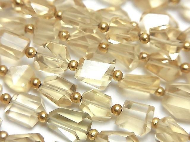 [Video] High Quality Natutal Champagne Color Quartz AAA- Faceted Nugget half or 1strand beads (aprx.7inch/18cm)