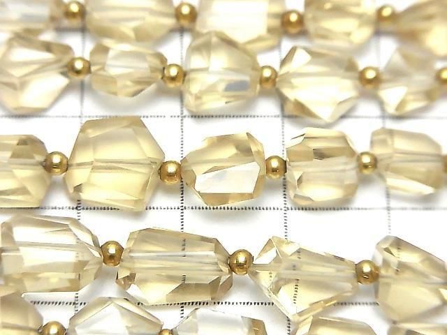 [Video] High Quality Natutal Champagne Color Quartz AAA- Faceted Nugget half or 1strand beads (aprx.7inch/18cm)