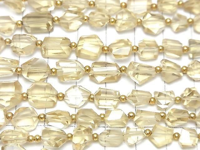 [Video] High Quality Natutal Champagne Color Quartz AAA- Faceted Nugget half or 1strand beads (aprx.7inch/18cm)