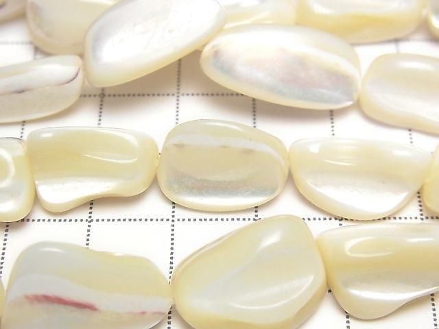 [Video] Mother of Pearl MOP White Nugget 1strand beads (approx. 15 inches/36 cm)