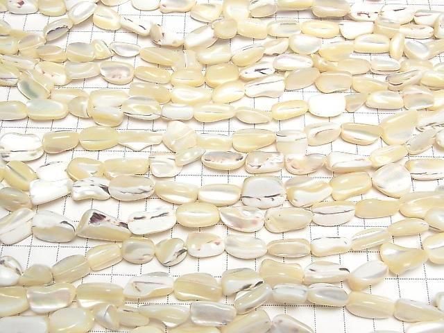 [Video] Mother of Pearl MOP White Nugget 1strand beads (approx. 15 inches/36 cm)