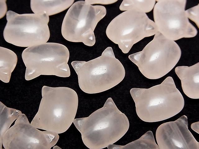 [Video] Rose Quartz AA+ Cat Motif 10x12mm [Horizontal Hole] 3pcs