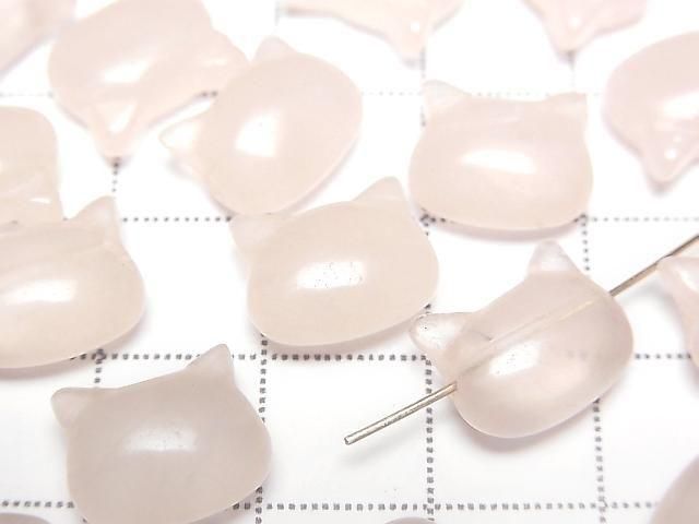 [Video] Rose Quartz AA+ Cat Motif 10x12mm [Horizontal Hole] 3pcs
