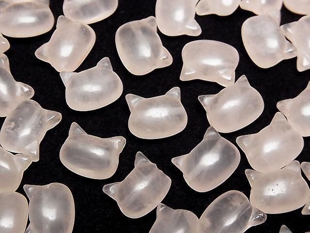 [Video] Rose Quartz AA+ Cat Motif 10x12mm [Horizontal Hole] 3pcs