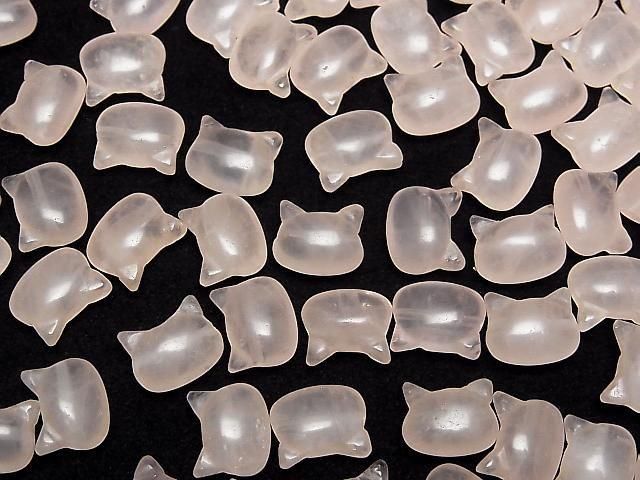 [Video] Rose Quartz AA+ Cat Motif 10x12mm [Horizontal Hole] 3pcs