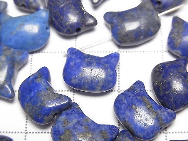 [Video] Lapislazuli AA Cat Motif 10x13mm [Horizontal hole] 3pcs