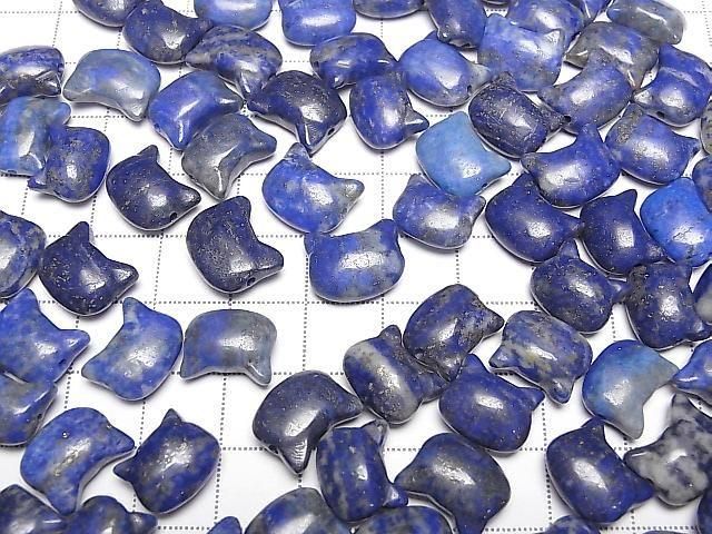 [Video] Lapislazuli AA Cat Motif 10x13mm [Horizontal hole] 3pcs