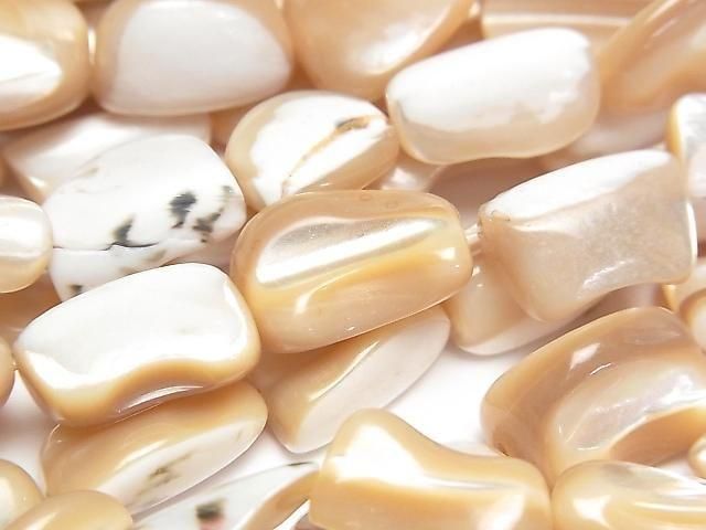 [Video] Mother of Pearl MOP Beige Nugget 1strand beads (approx. 15 inches/36 cm)