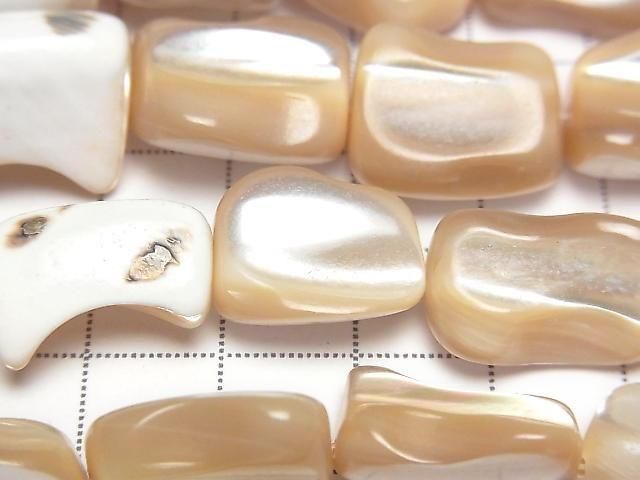 [Video] Mother of Pearl MOP Beige Nugget 1strand beads (approx. 15 inches/36 cm)