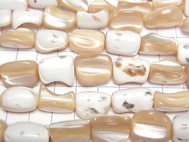 [Video] Mother of Pearl MOP Beige Nugget 1strand beads (approx. 15 inches/36 cm)