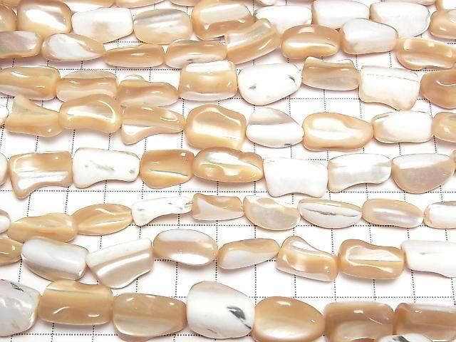 [Video] Mother of Pearl MOP Beige Nugget 1strand beads (approx. 15 inches/36 cm)