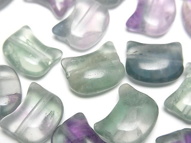 [Video] Multicolor Fluorite Cat Motif 10x12mm [Horizontal Hole] 3pcs