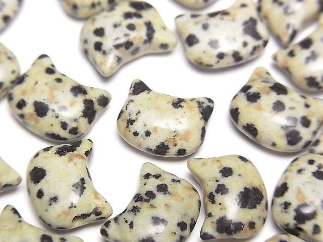 [Video] Dalmatian Jasper Cat Motif 10x12mm [Horizontal hole] 3pcs