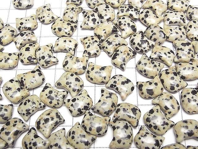 [Video] Dalmatian Jasper Cat Motif 10x12mm [Horizontal hole] 3pcs